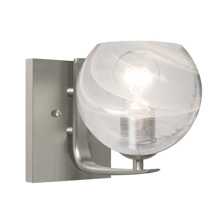 Besa Lighting Jilly Vanity, Vapor Clear, Satin Nickel Finish, 1x60W Incandescent 1WC-JILLYCL-SN